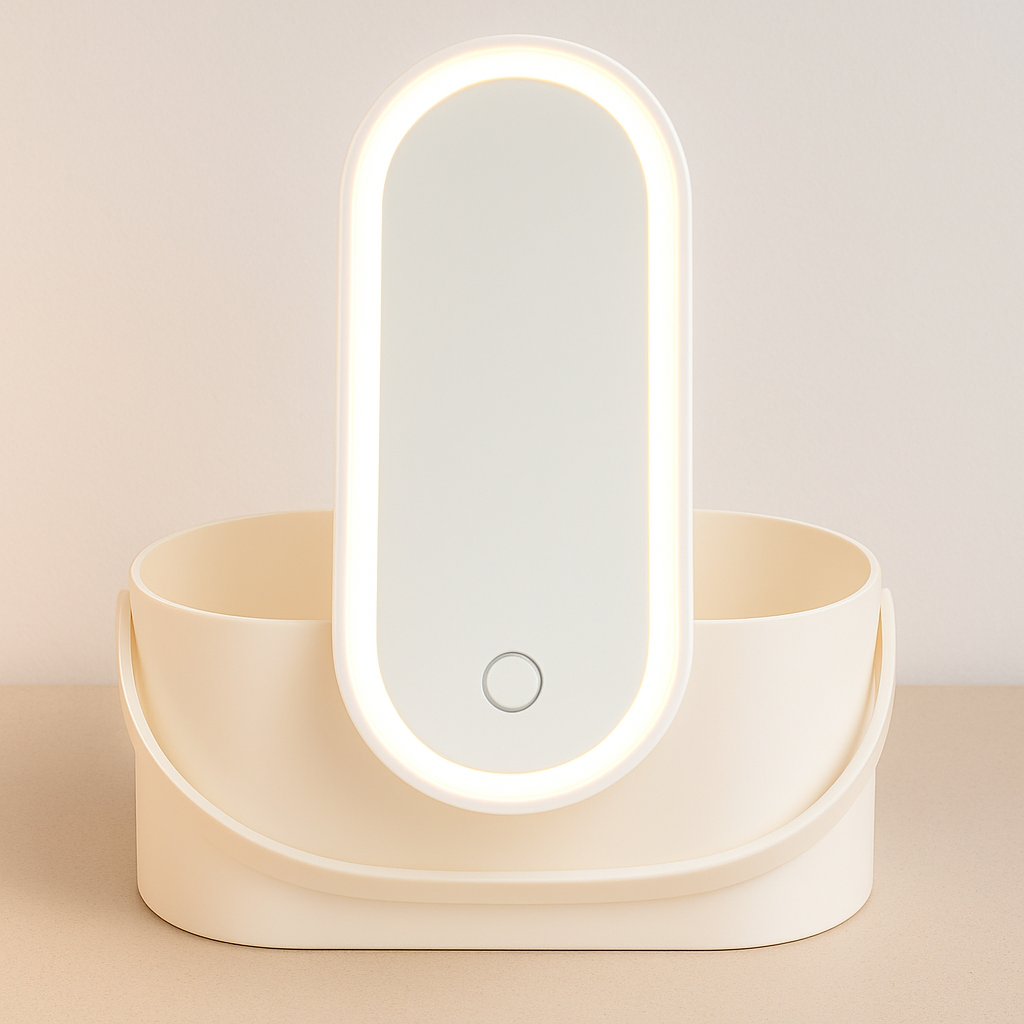 GlowBox™ – Miroir LED Beauté + Rangement Makeup