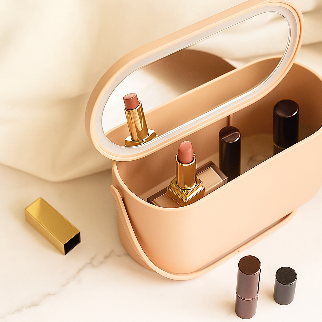 GlowBox™ – Miroir LED Beauté + Rangement Makeup